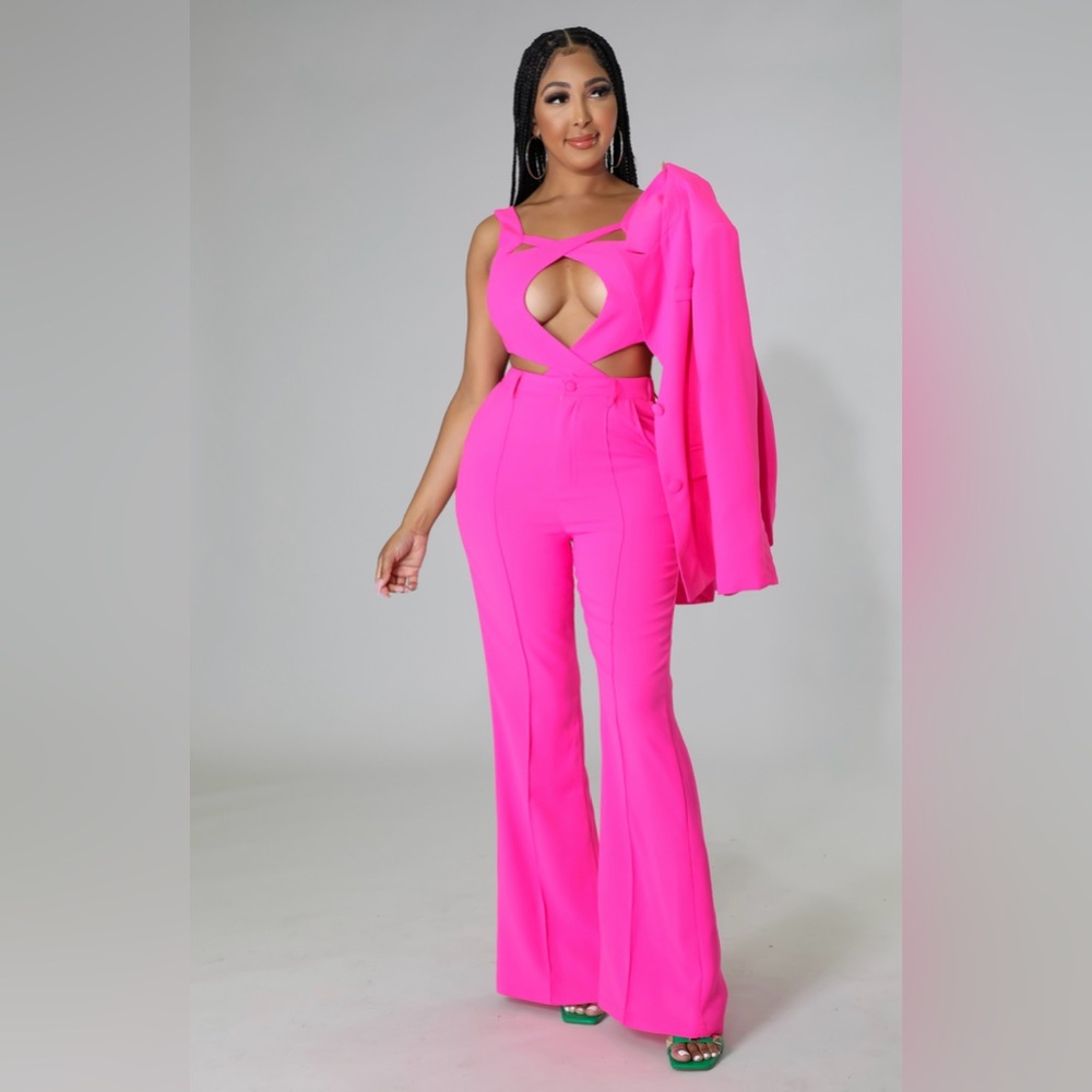 Pink Blazer Pants Suit